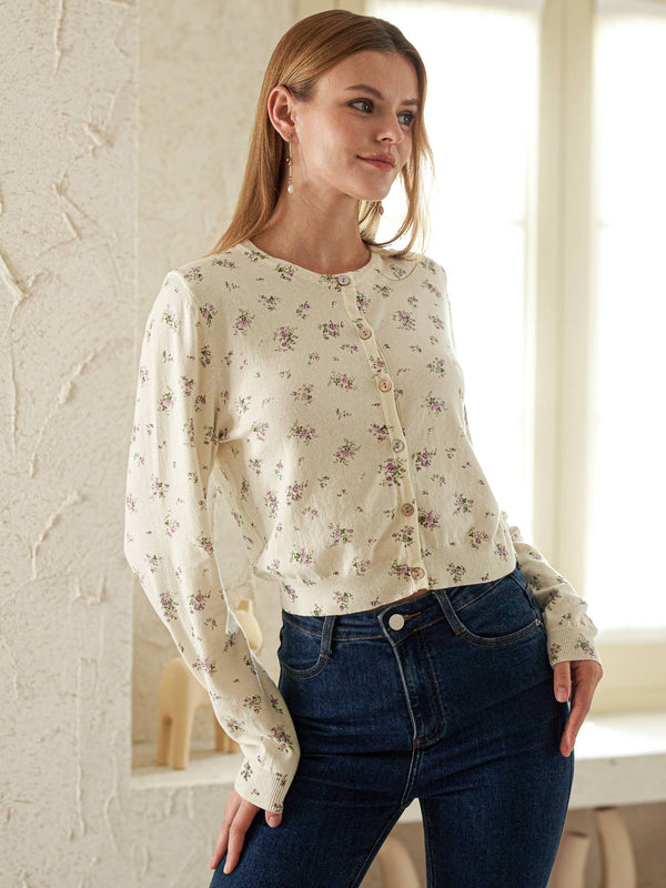 Dainty Floral Knit Cardigan