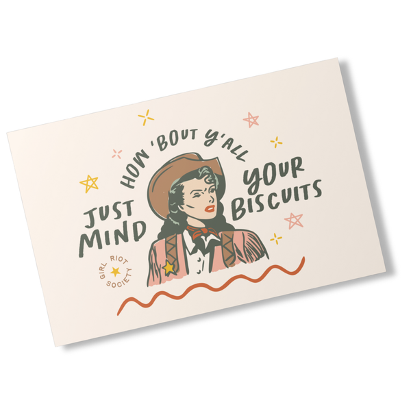 "Mind Your Biscuits" Postcard
