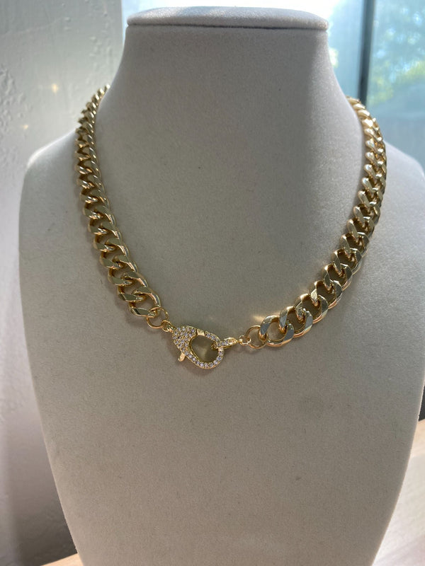 Chain Link and Gemstone Bead Accent Necklace - 3