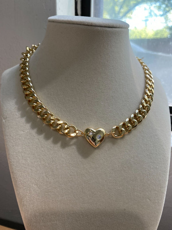 Chain Link and Gemstone Bead Accent Necklace - 4