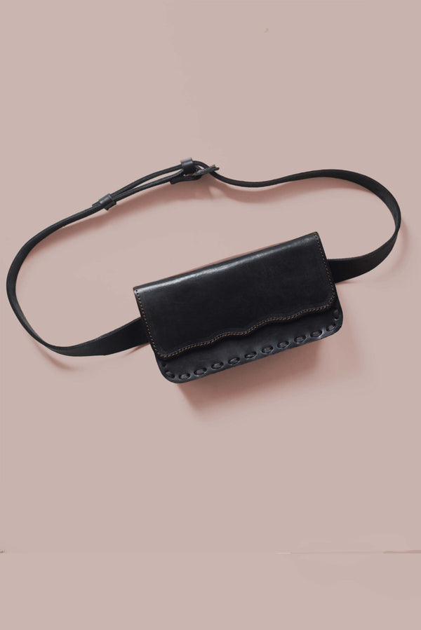 Fold Over Belt Bag / Fanny Pack in Black - 1