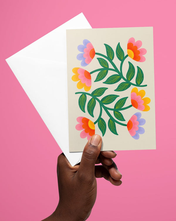 Symmetrical Flowers 1 Greeting Card - 1