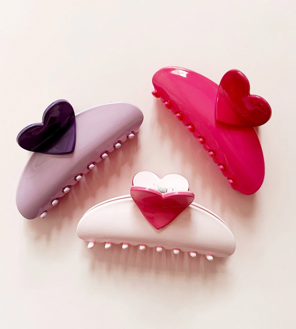 Large Two Toned Heart Hair Claw - 1