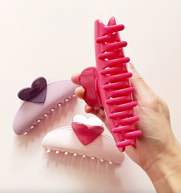 Large Two Toned Heart Hair Claw - 2