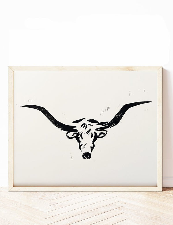 'Longhorn' Linocut Print - 1