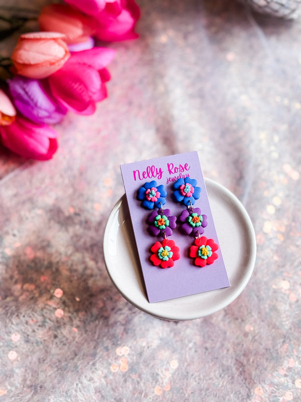 Colorful Flower Earrings - 1