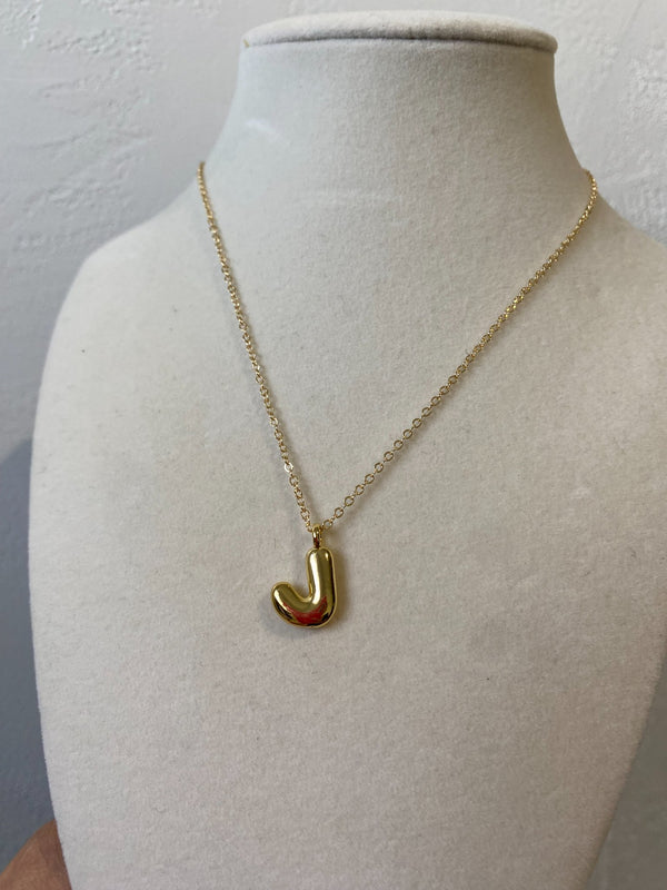 Bubble Letter Initial Pendant Necklace - 6