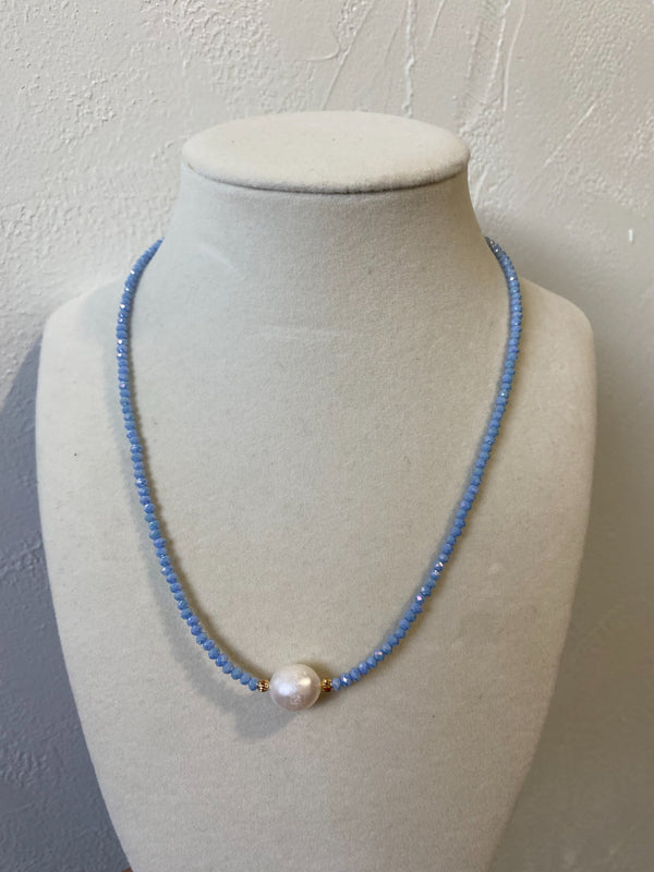 Pearl and Crystal Gemstone Pendant Necklace - 3