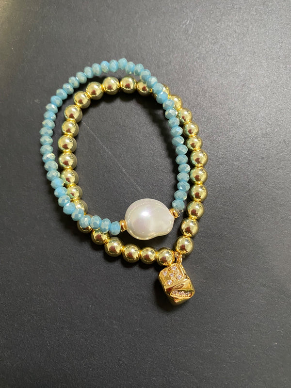 Bracelets Gemstone Crystal Bead with Charms