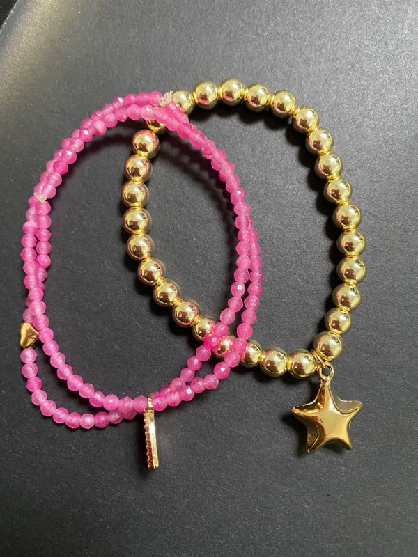 Bracelets Gemstone Crystal Bead with Charms