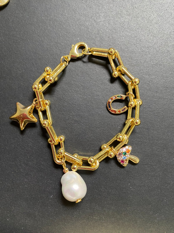 Bracelets Gemstone Crystal Bead with Charms