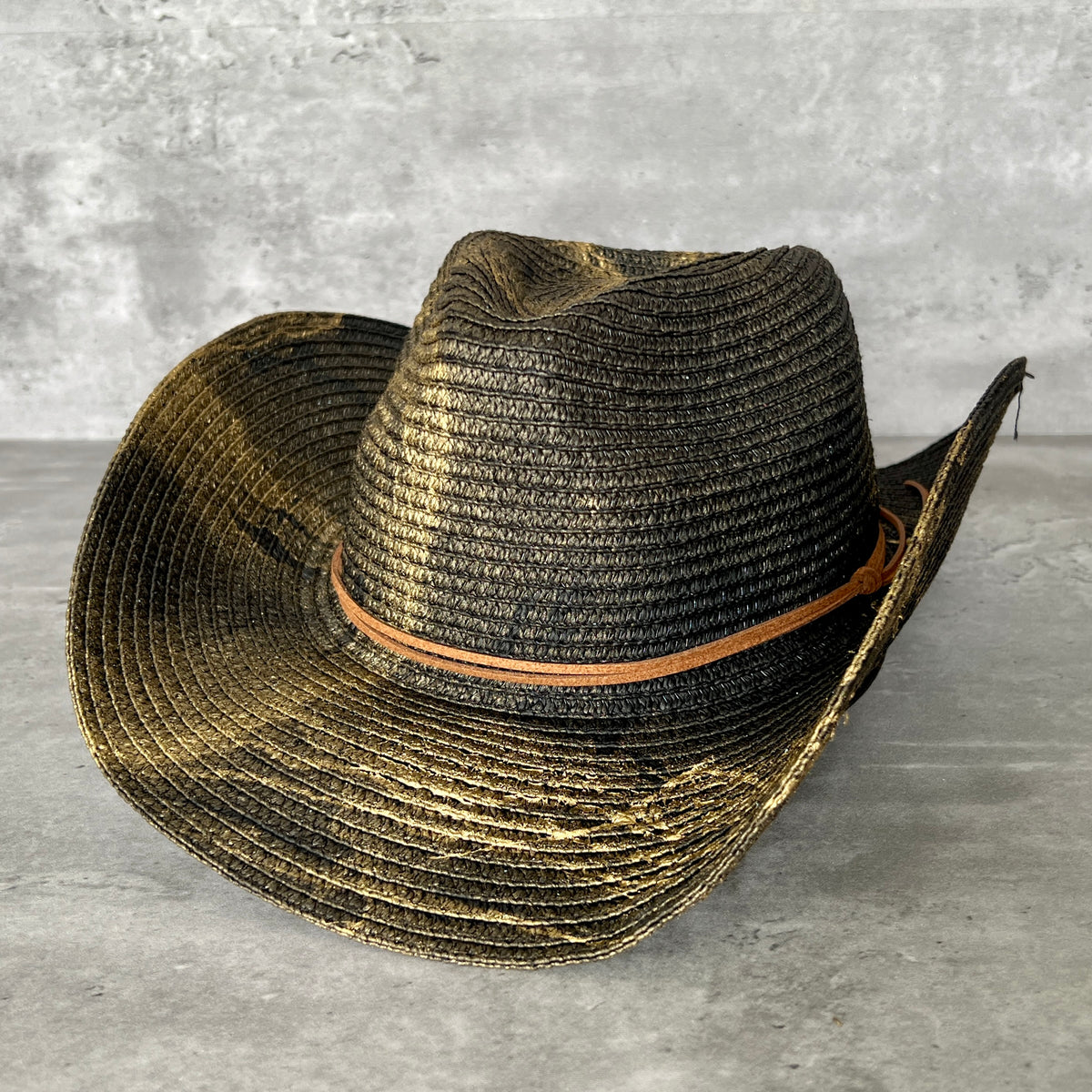 Beloved Millinery Couture Black Gold Jeweled Stoned Straw Cowboy Western Hat NWT Black Cowgirl Hat for Beach Boating Day Summer Music  main image 2