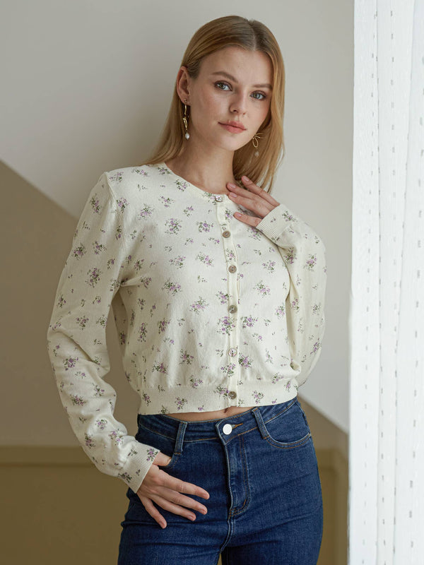 Dainty Floral Knit Cardigan