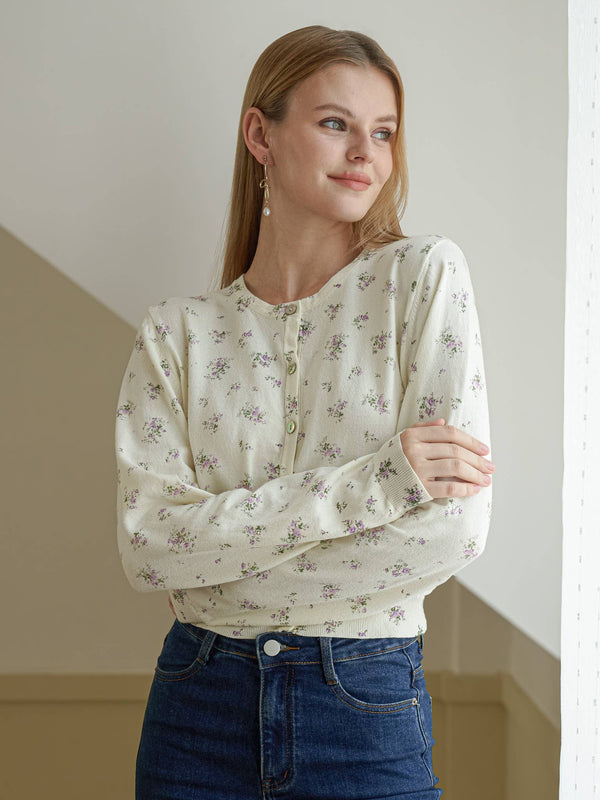 Dainty Floral Knit Cardigan