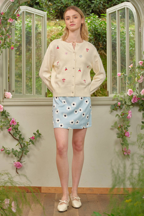 Sweetly Embroidered Knit Cardigan