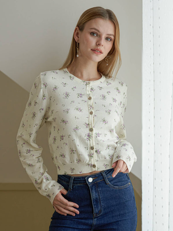 Dainty Floral Knit Cardigan