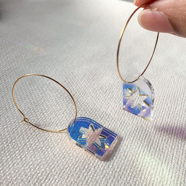 Meridian Lasercut Acrylic Hoop Earrings - 1