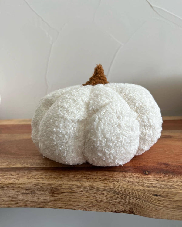 Pumpkin Fall Boucle Pillow in White