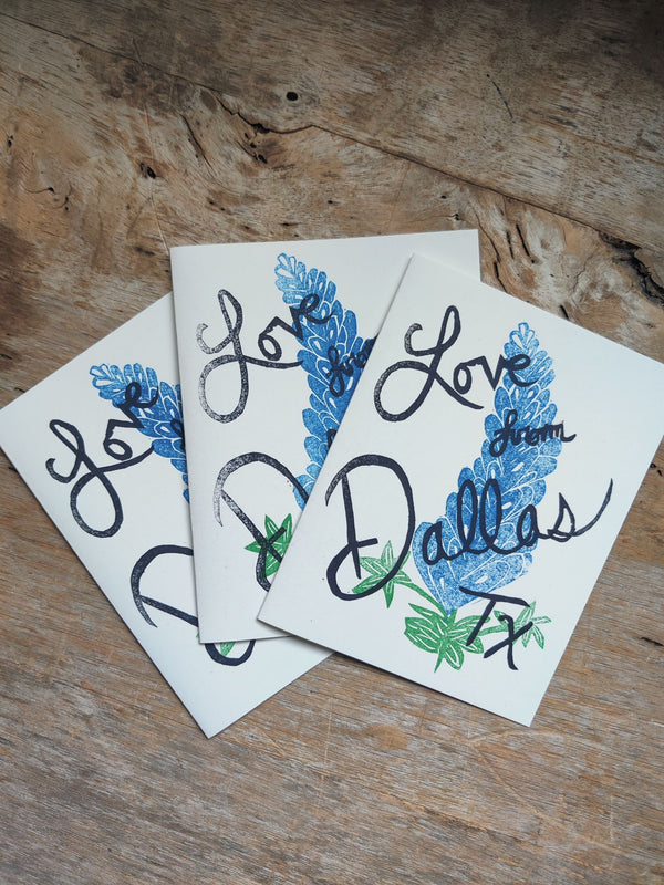 Love From Dallas, TX Blue Bonnet Stamped Greeting Card - 4