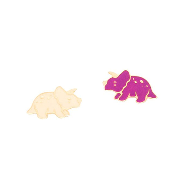 Triceratops Enamel Stud Earrings - 2