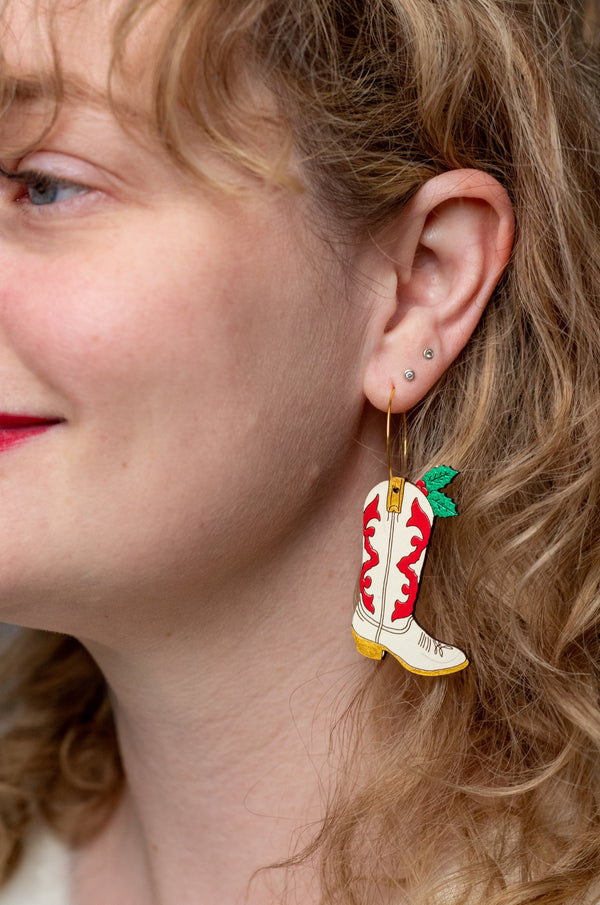 Holly Cowboy Boot Hoops - 2