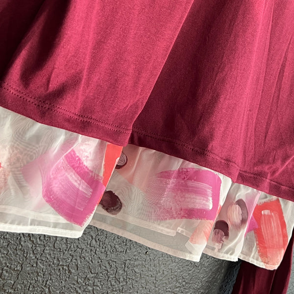 Long Sleeve Crop Tee with Painted Ruffle - 2