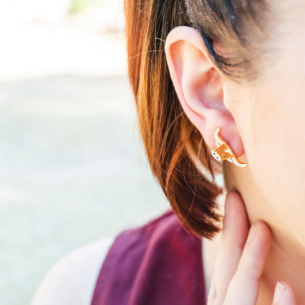 Texas Longhorn Enamel Earrings - 3