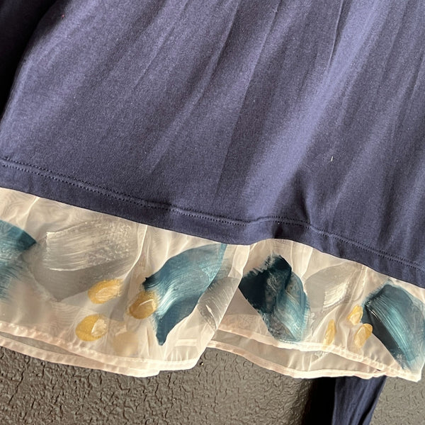 Long Sleeve Crop Tee with Painted Ruffle - 4