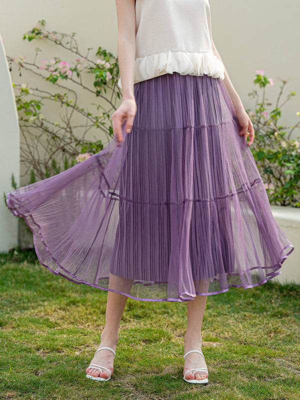 Sparkling Lavender Dream Tulle Midi Skirt