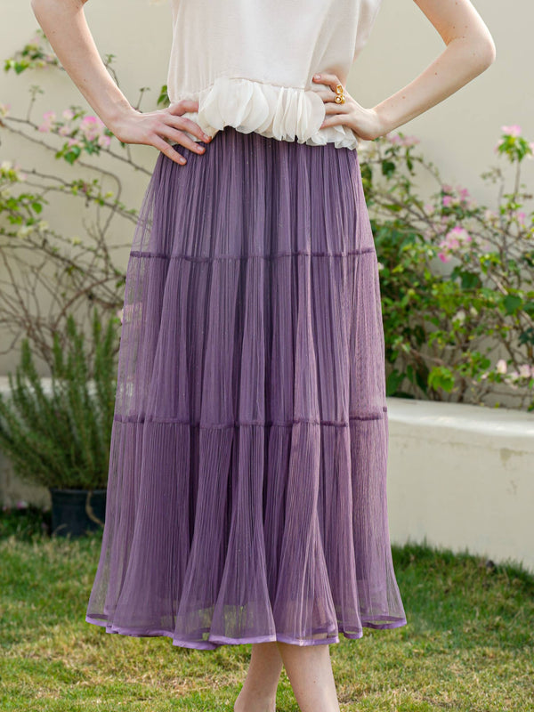 Sparkling Lavender Dream Tulle Midi Skirt