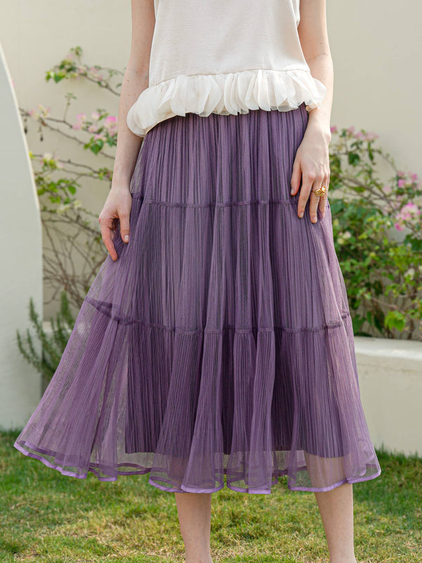 Sparkling Lavender Dream Tulle Midi Skirt