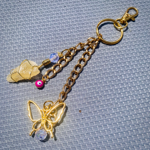 Raw Crystal Chainlink Keychains