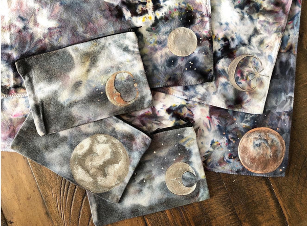 Hand Dyed & Painted Bandana - Moon