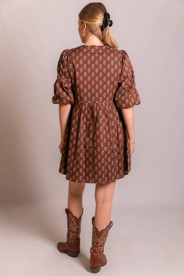 Floral Puff Sleeve Mini Dress