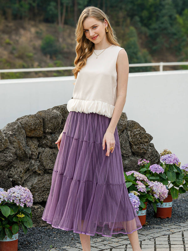 Sparkling Lavender Dream Tulle Midi Skirt