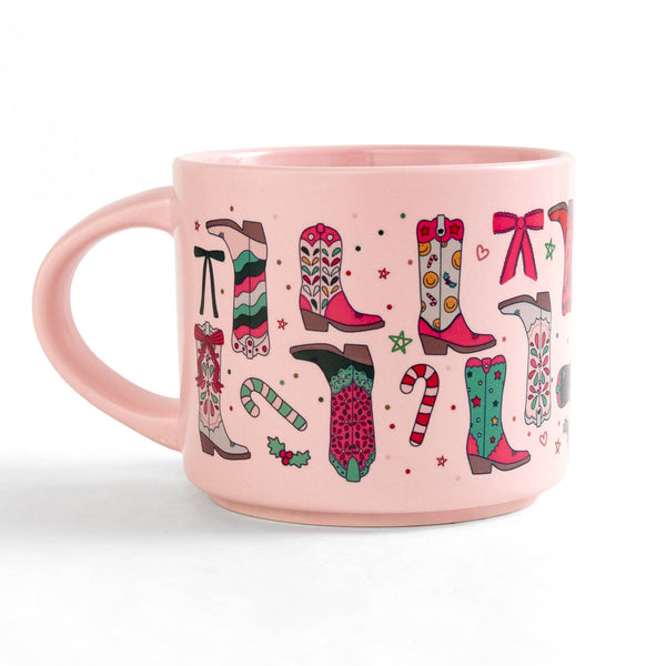 Christmas Western Cowgirl Boots Ceramic Mug