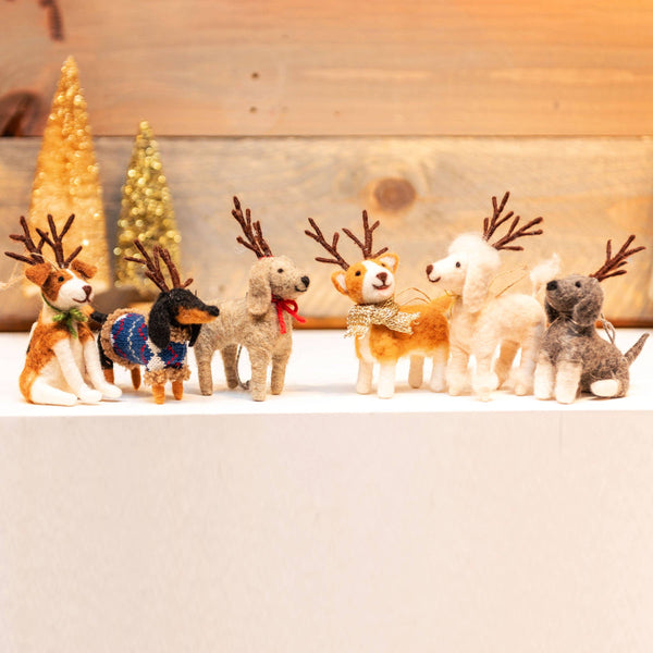 Reindeer Dogs Felt Ornaments