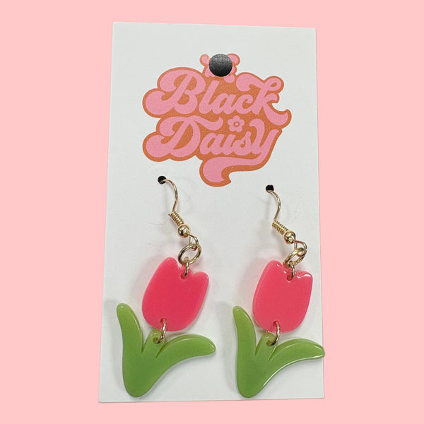 Pink Tulip Earrings