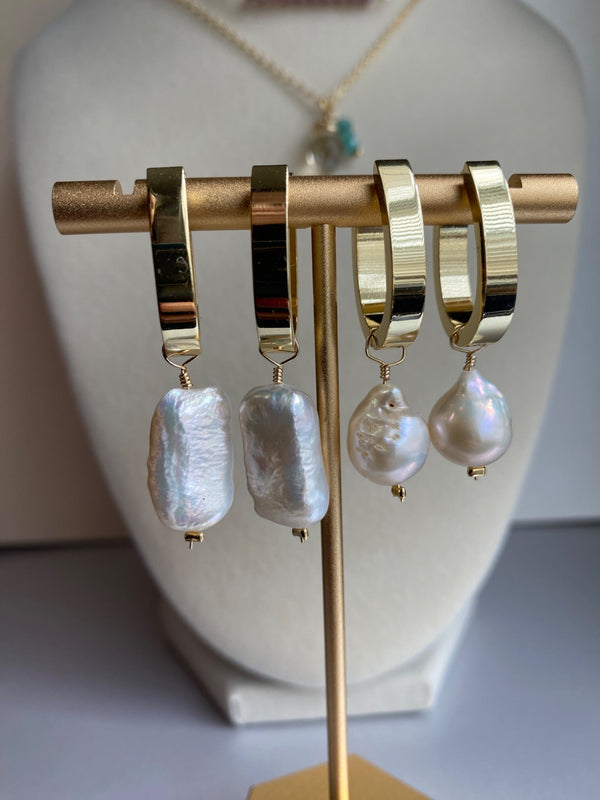 Pearl and Teardrop Crystal Bead Earrings - 2