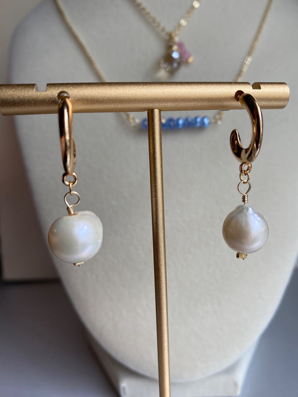 Pearl and Teardrop Crystal Bead Earrings - 5