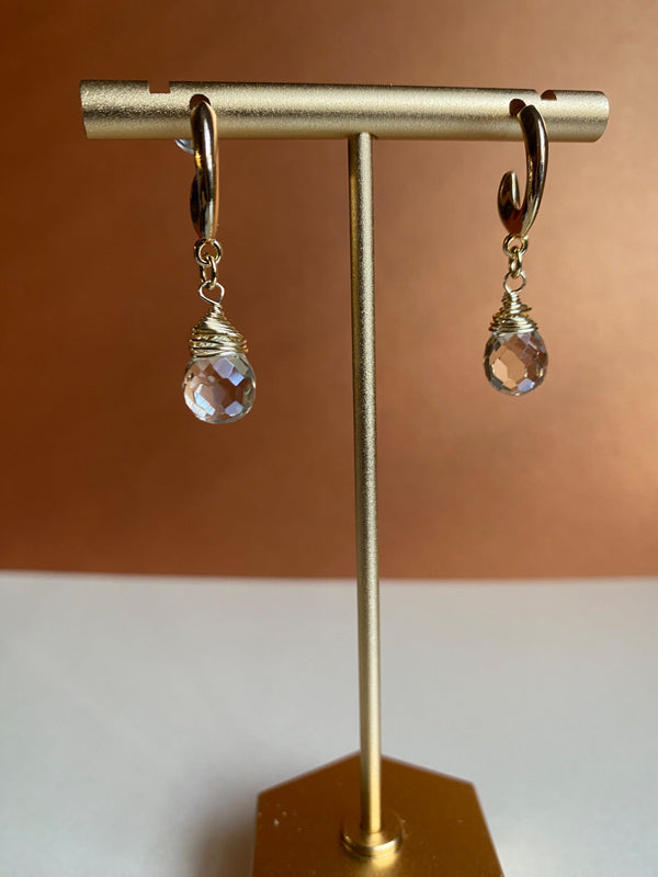 Pearl and Teardrop Crystal Bead Earrings - 3