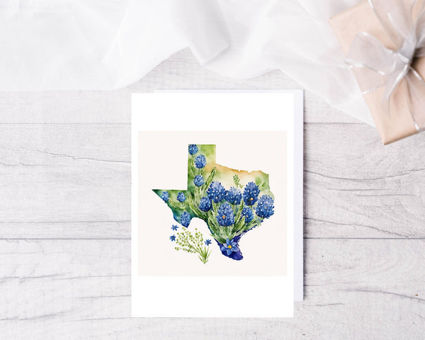 The State of Texas Blue Bonnets- Greeting card, painted in watercolors - 3