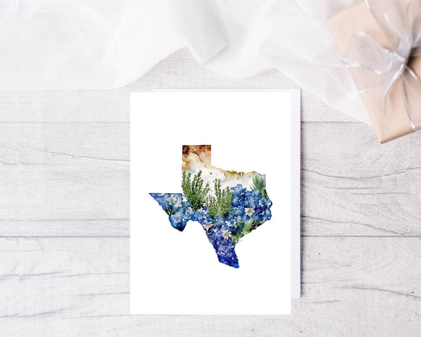 The State of Texas Blue Bonnets- Greeting card, painted in watercolors - 2