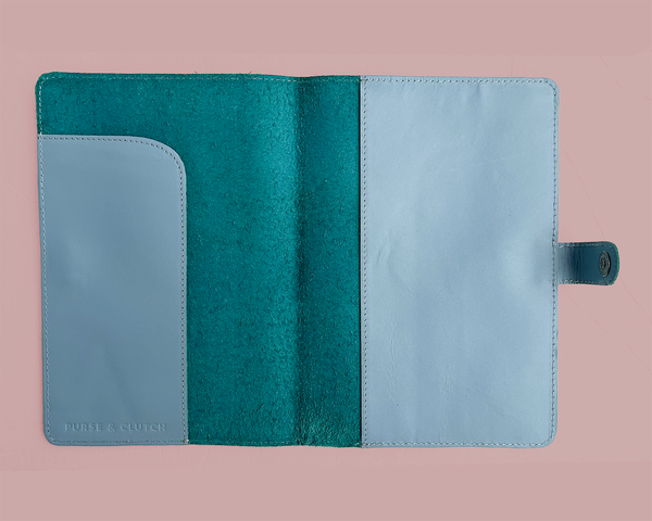 Light Blue Leather Journal Cover - 2