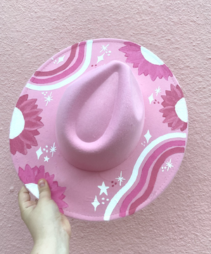 Pink Hand-Painted Hat - 1