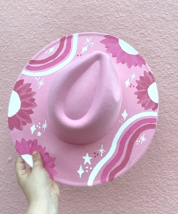 Pink Hand-Painted Hat - 1