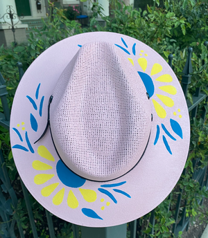 Pink Custom Painted Sun Hat - 1