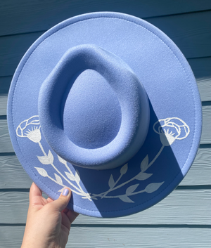Custom Painted Light Blue Hat - 1