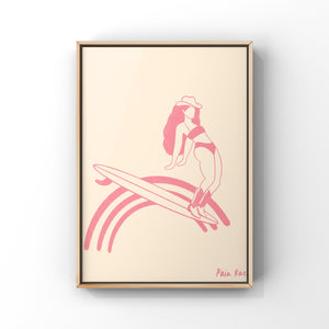 Rainbow Surfer Cowgirl Art Print - 1