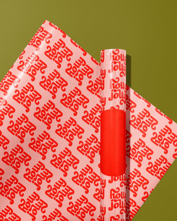 Holly Jolly Hand Lettering Pattern - Wrapping Paper Sheets - 1